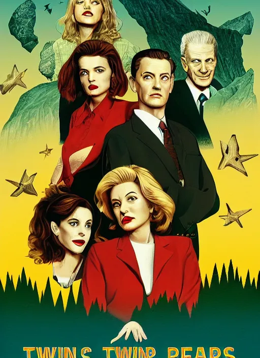 Image similar to twin peaks movie poster art by mike koelsch