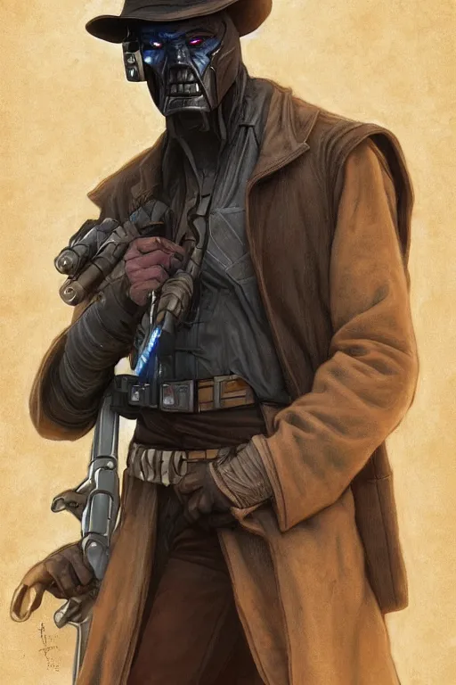 Image similar to Cad Bane from Star Wars, diffuse lighting, fantasy, intricate, elegant, highly detailed, lifelike, photorealistic, digital painting, artstation, illustration, concept art, smooth, sharp focus, art by John Collier and Albert Aublet and Krenz Cushart and Artem Demura and Alphonse Mucha