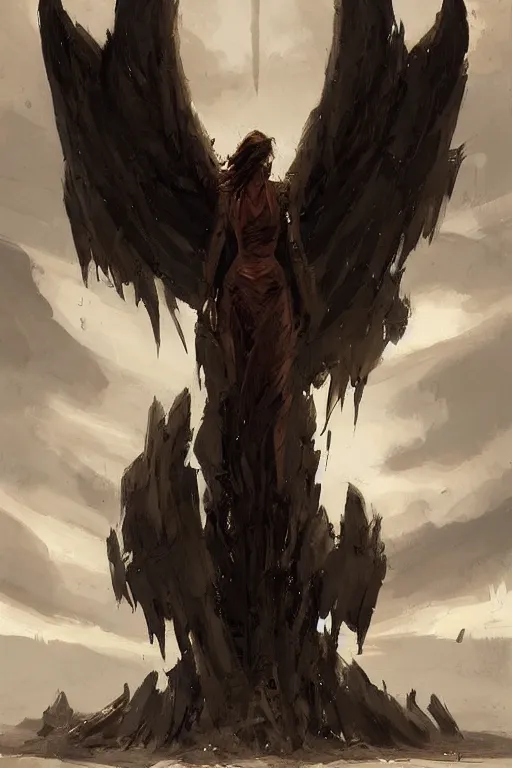 Prompt: dark portal with giant wings above it by greg rutkowski, by jeffrey smith, by guy denning, rule of thirds, artstation