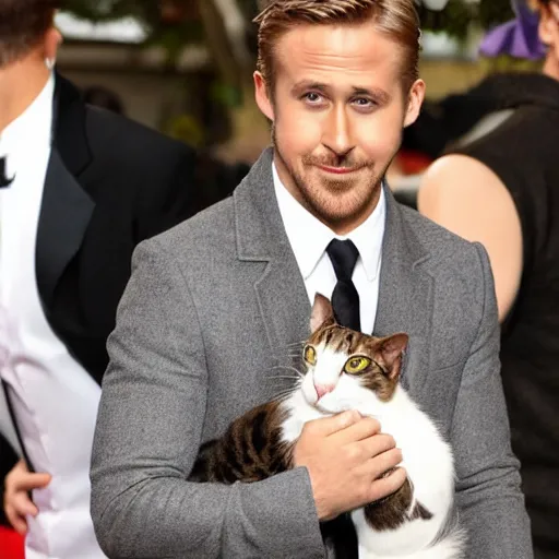 Prompt: ryan gosling in a cat costume