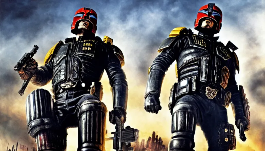 Prompt: big budget judge dredd action movie