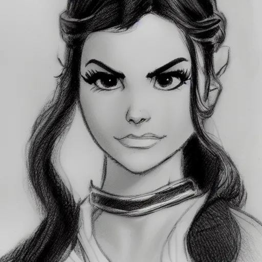 Image similar to milt kahl sketch of victoria justice as princess padme from star wars episode 3