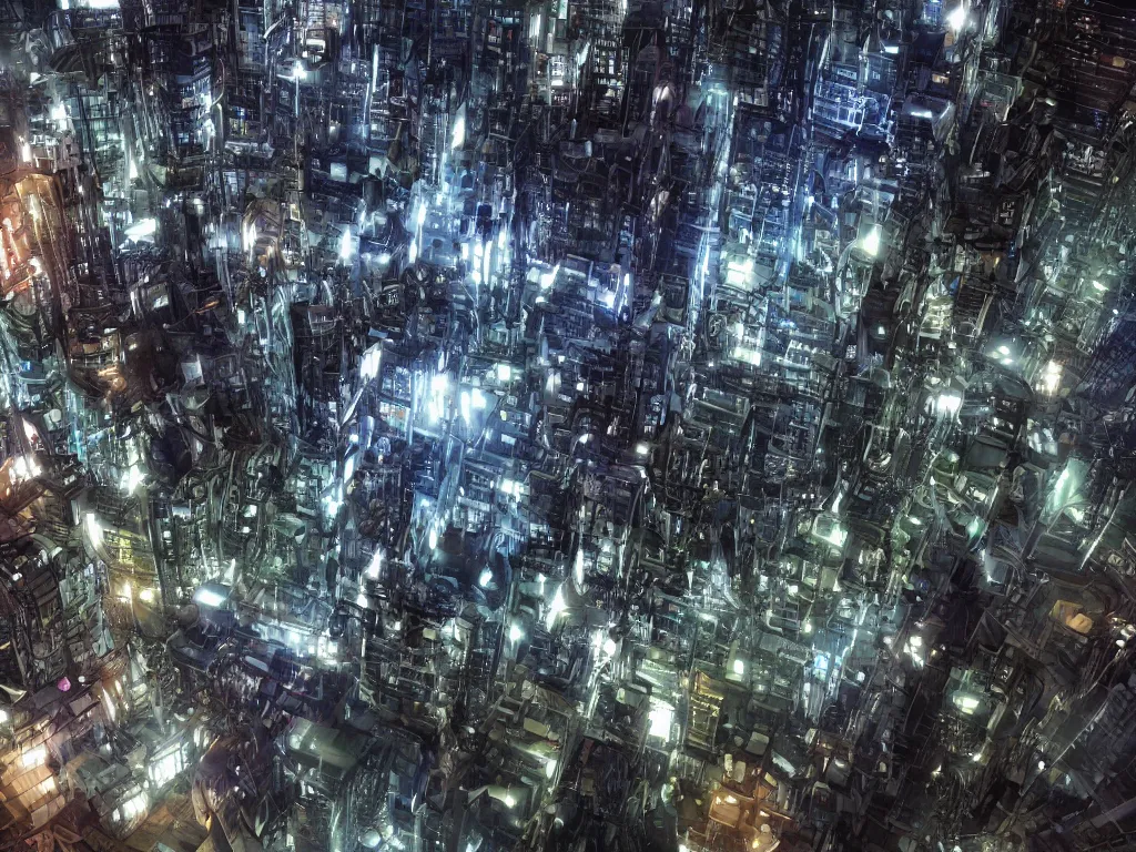 Image similar to Cybernetix, dystopian city, underground, UHD, uhd, highly detailled