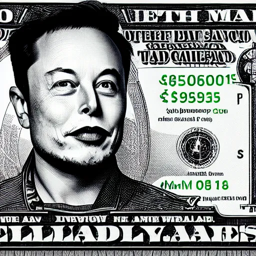 Image similar to Elon musk on the Mars Dollar bill