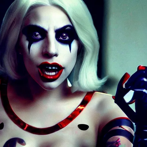 Prompt: Lady Gaga as Harley Quinn 4K quality super realistic
