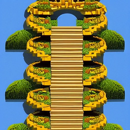 Image similar to stairways to heaven made of bananas. smooth. digital art by meeple