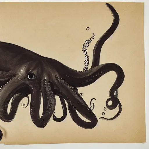 Image similar to a pig - octopus, calligraphy