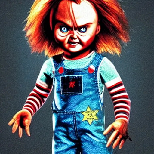 Image similar to Chucky the killer doll from the movie Child's Play VS Chucky epic movie poster