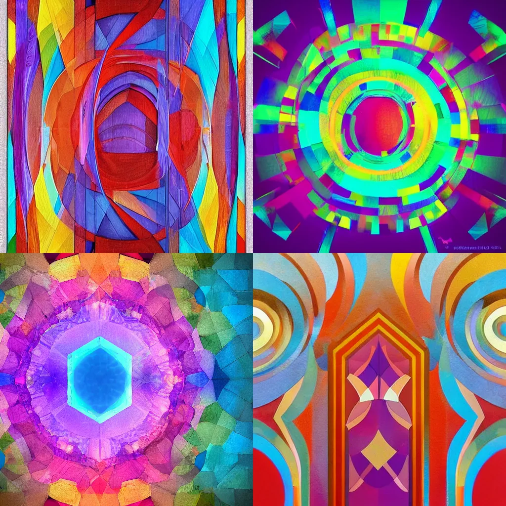 Prompt: a abstract beautiful colorful geometric portal to another world