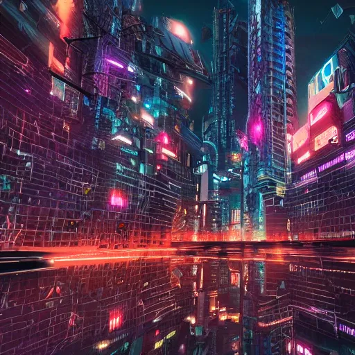 Image similar to photo of a cyberpunk city