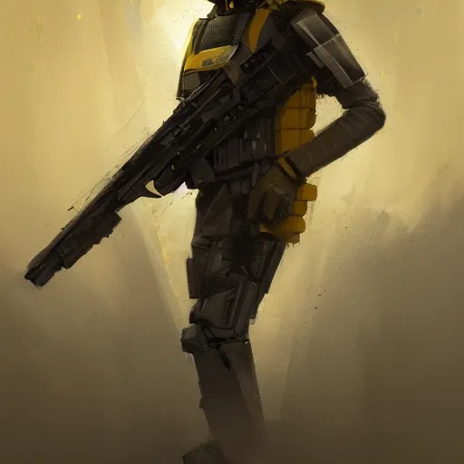 Image similar to portrait of a man by greg rutkowski, nat skywalker, wearing a yellow and black tactical gear, star wars expanded universe, highly detailed portrait, he is about 6 0 years old, digital painting, artstation, concept art, smooth, sharp foccus ilustration, artstation hq