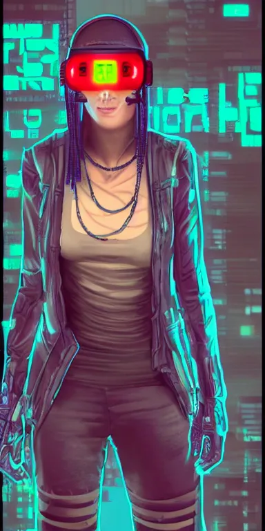 Prompt: a full body portrait of a cyberpunk citizen