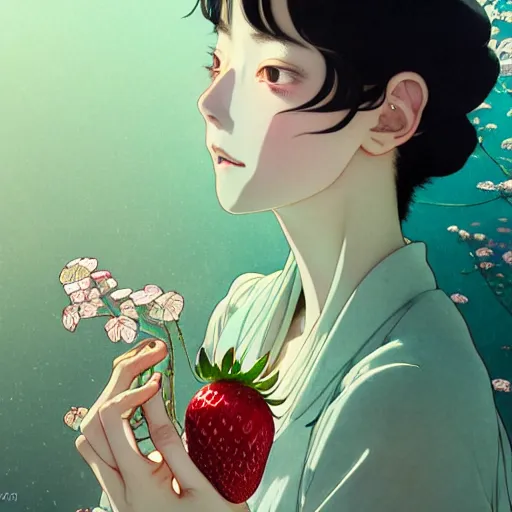 Prompt: a beautiful exquisite delicate hyperdetailed design 4 k wallpaper illustration of strawberry milk, victo ngai style, finely detailed perfect face delicate features directed gaze, style of studio ghibli, makoto shinkai, raphael lacoste, louis comfort tiffany, denoise, deblurring, artgerm, james jean, ross tran, alphonse maria mucha, chinese style