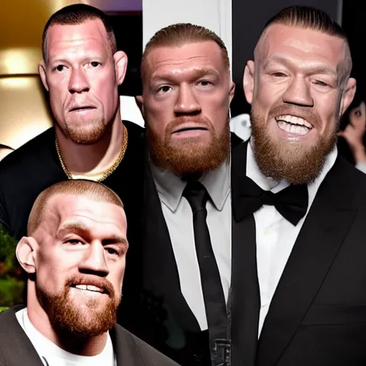 Image similar to kanye west, john cena, conor mcgregor all hanging out