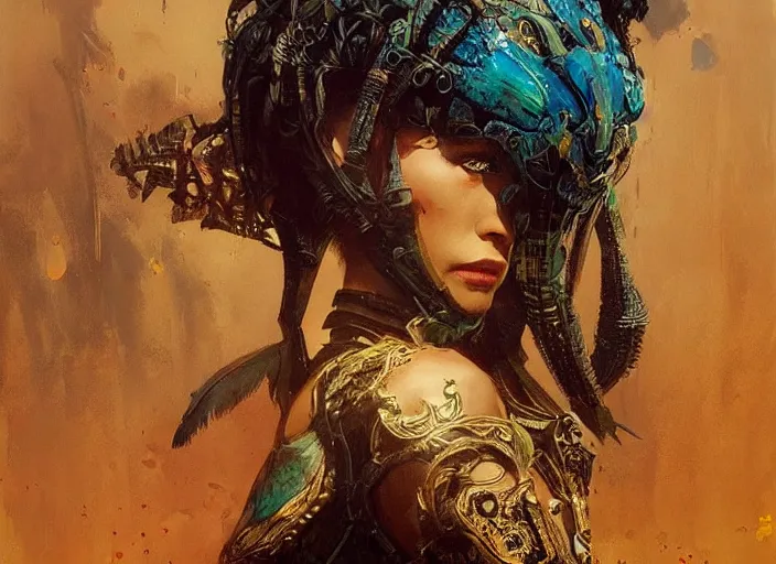 Image similar to amazon queen, intricate, elegant, highly detailed, vivid colors, john park, frazetta, sparth, ruan jia, jeffrey catherine jones