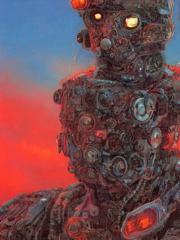 Image similar to closeup portrait of a transparent cyborg ( hamster ), crushed ship, cinematic light, backlight glow, red sky blue, mist, by mikhail vrubel, by philippe druillet, by peter elson, by gerald brom, muted colors, extreme detail, trending on artstation, 8 k