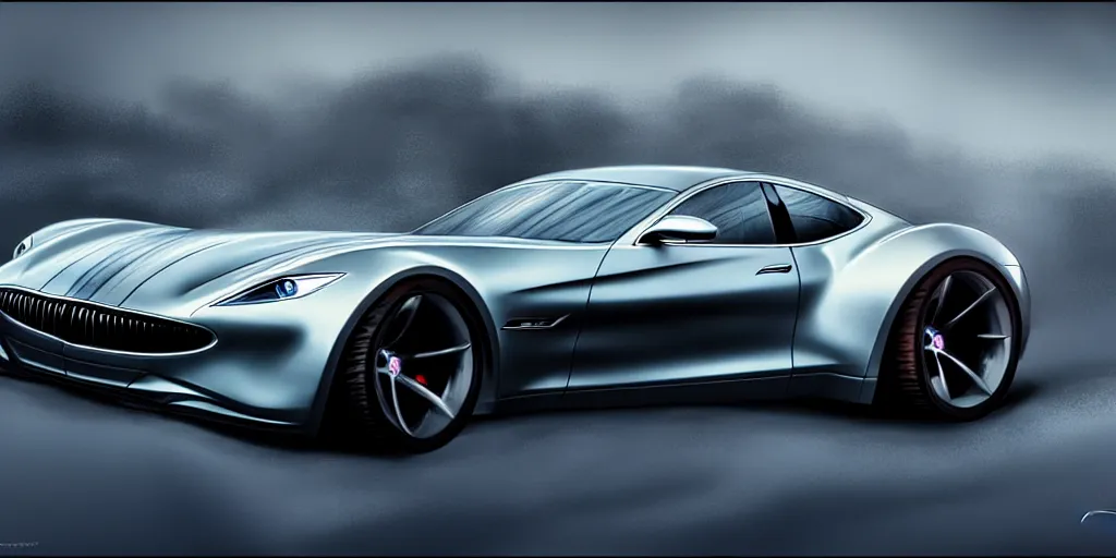 Image similar to new vehicle, wide body, intricate, elegant, highly detailed, digital painting, concept art, smooth, sharp focus, art style from Henrik Fisker and Bruce Kaiser and Scott Robertson and Dmitry Mazurkevich and Doruk Erdem and Jon Sibal