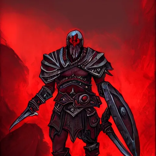 Image similar to ((((Ares the God of war)))), red theme, bloody battlefield, weapons and armors, Dota 2 hero, hearthstone art style, epic fantasy style art, fantasy epic digital art, epic fantasy card game art