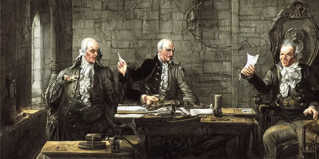 Prompt: adam smith invisible hand by john howe,