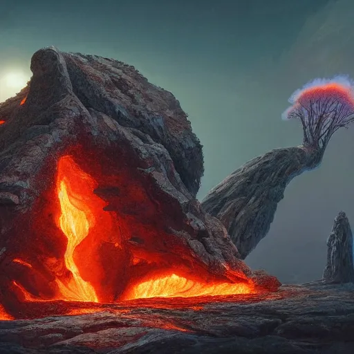 Image similar to Digital art of a meteorite containing an insect hive burning up in the atmosphere, Wayne Barlowe Greg Rutkowski Jessica Rossier 4k prehistoric geology