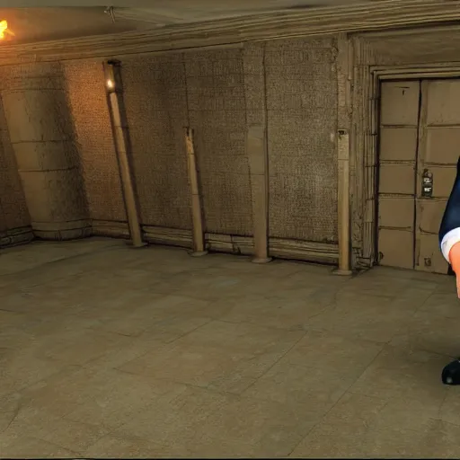 Prompt: screenshot of a 3 d model of peter griffin in resident evil for the ps 1