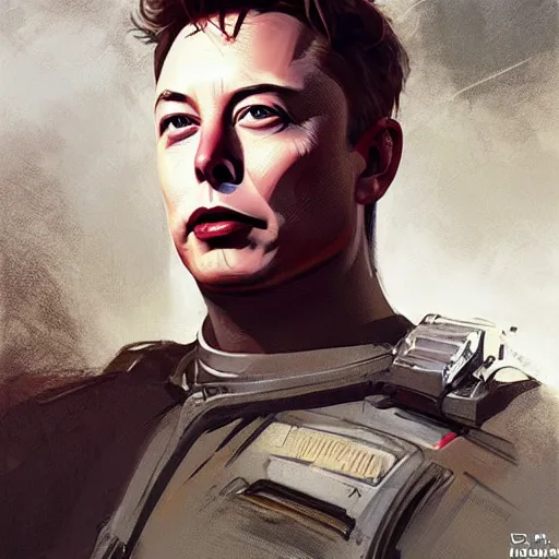 Image similar to portrait of a communist elon musk, epic, tragic, military art, fantasy, dieselpunk, hd shot, digital portrait, beautiful, artstation, comic style, by artgerm, guy denning, jakub rozalski, magali villeneuve and charlie bowater