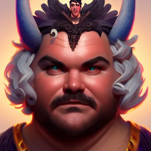 Image similar to jack black as the god hermes, male, portrait, sharp focus, digital art, concept art, dynamic lighting, subsurface scattering, photoreal, trending on artstation, by emylie boivin and rossdraws