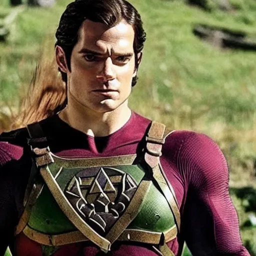 Prompt: Henry Cavill as big strong link from legend of Zelda