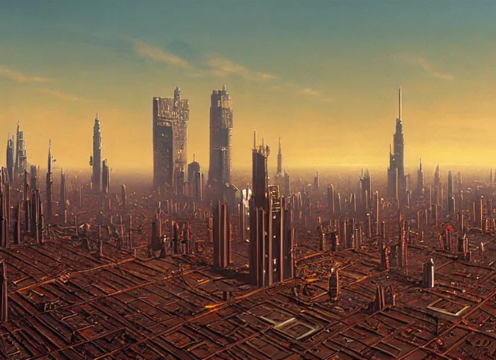 Prompt: city, matte painting, peter elson