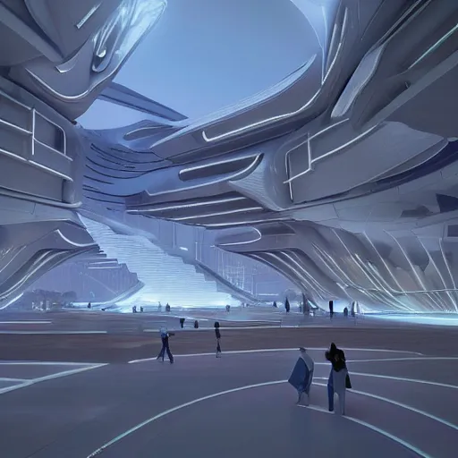 Prompt: a futuristic cyberpunk temple designed by zaha hadid, unreal engine, night lights, the evolution of humans shown in architectural drawing section