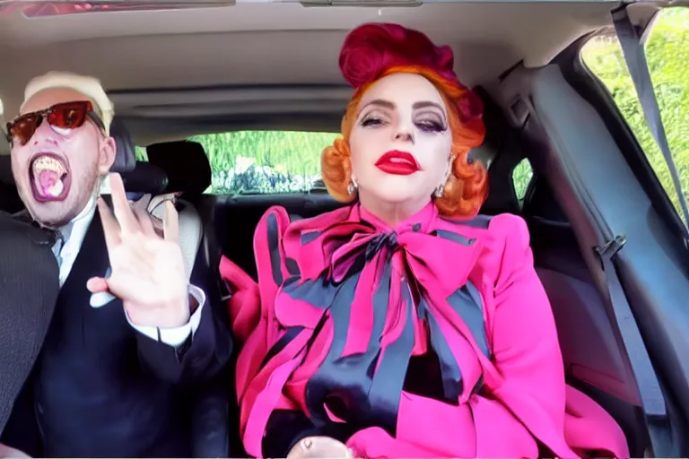 Image similar to lady gaga and judy garland carpool karaoke