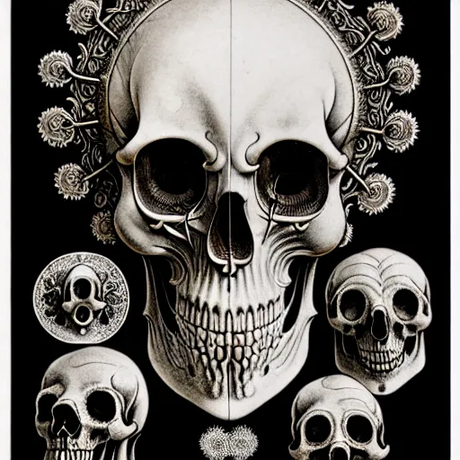 Image similar to art forms of nature by ernst haeckel, memento mori by arthur rackham, ornate antique porcelain beautiful skull mask, ultrasharp, photorealistic, hyperdetailed, octane render, polished, art nouveau, neo - gothic, gothic, intricate ornamental organic filigree, art nouveau botanicals, art forms of nature by ernst haeckel, horizontal symmetry, symbolist, visionary