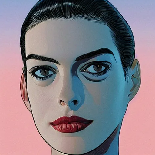 Image similar to anne hathaway retro minimalist portrait by jean giraud, moebius starwatcher comic, 8 k