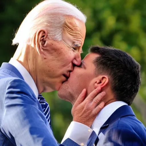 Prompt: joe biden kissing joe biden on his forehead, gentle, daddy