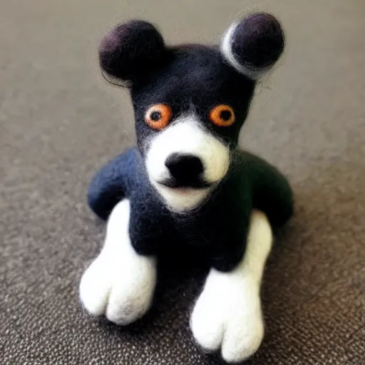 Prompt: dog, needle felted Art Toy, realistic, high details, 8k