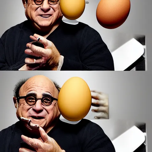 Image similar to danny devito offering me an egg, trending on artstation