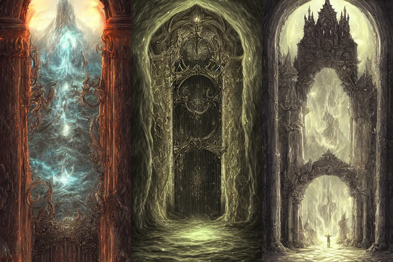 Prompt: The gate to the eternal kingdom of Thaumaturgy, fantasy, digital art, HD, detailed.