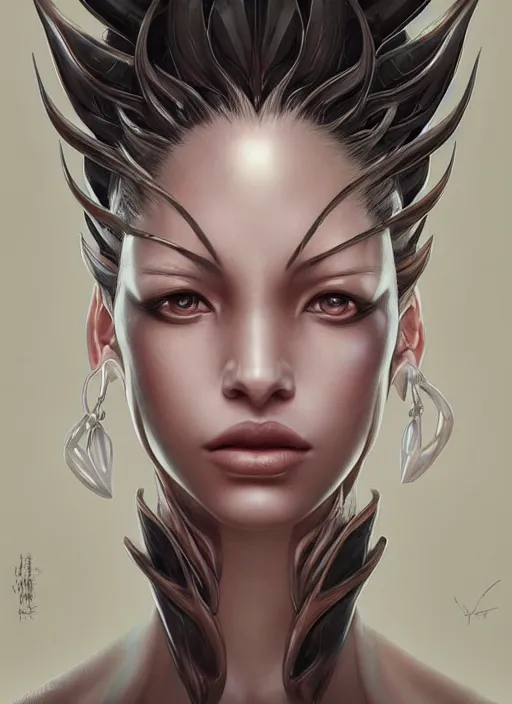 Prompt: a detailed face portrait of the queen of blades, line art, beautiful face, by yusuke murata, by hiroya oku, by tom bagshaw, trending on artstation