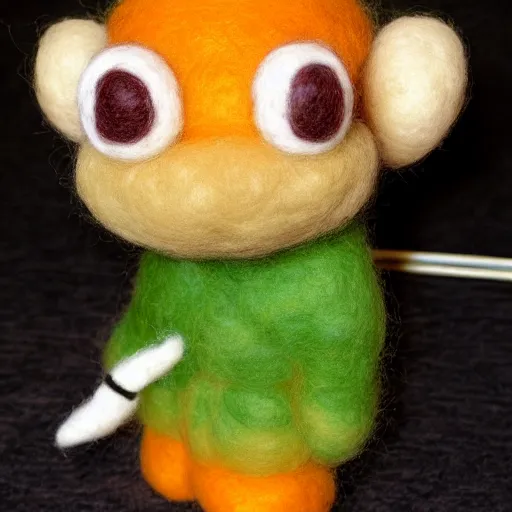 Image similar to a needle felted goomba, video game needle felting art.