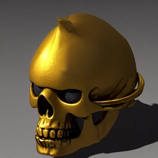 Image similar to 3d sculpt of a baroque gold skull knight helmet, dark fantasy, hyper realistic, unreal, craig mullins, alex boyd, lord of the rings, game of thrones, dark souls, artstation, warhammer, unreal