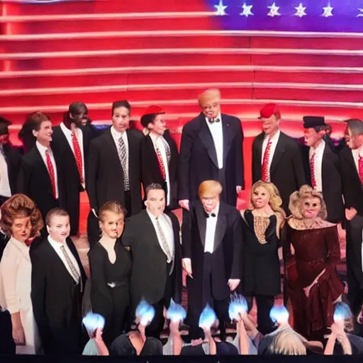 Prompt: Photo from the premiere of Donald Trump The Musical on broadway