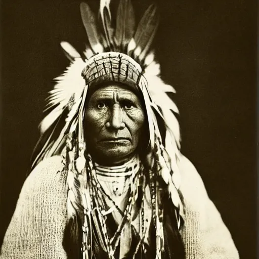 Image similar to vintage photo of a female native american shaman by edward s curtis, photo journalism, photography, cinematic, national geographic photoshoot vignette