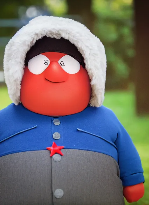 Image similar to portrait photo still of real life eric cartman, 8 k, 8 5 mm, f. 1 4