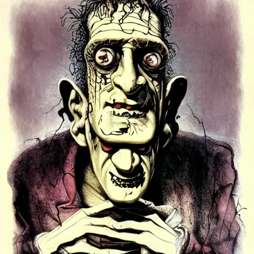 Image similar to frankenstein by ralph steadman