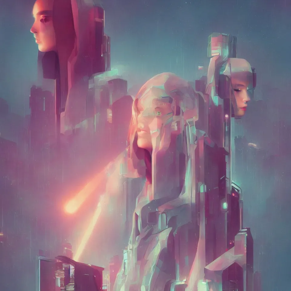 Image similar to portrait beautiful sci - fi girl, blade runner 2 0 4 9, futuristic desert city metropolis, digital art, pop art by hsiao - ron cheng