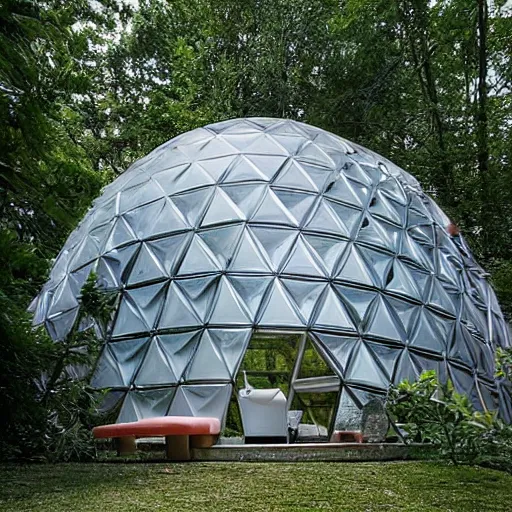 Image similar to geodesic house integrated with the ground by architect studio buckminster fuller shoji sadao