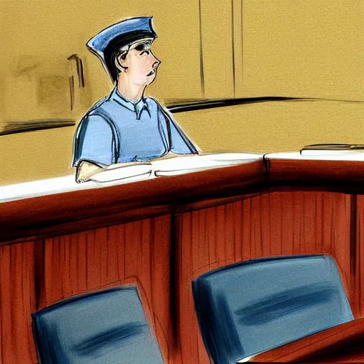 Image similar to courtroom art of the defendant, digital art