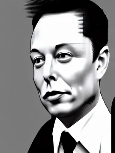 Image similar to highly detailed 3 d mesh of elon musk, portrait, grayscale