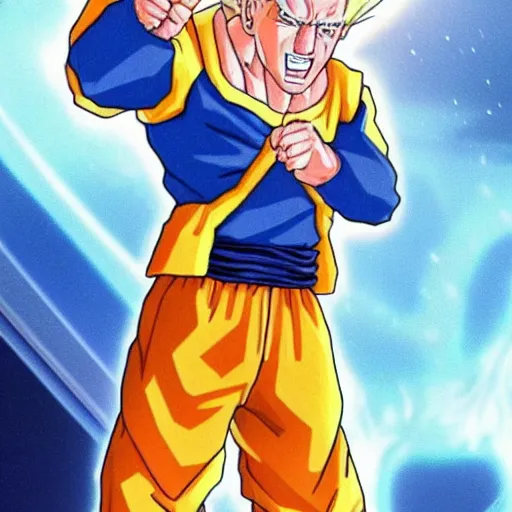 Image similar to joe biden as super saiyan goku