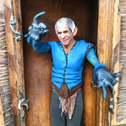 Prompt: Anthony fauci as Hoggle from Movie the Labyrinth. Wearing blue gloves.